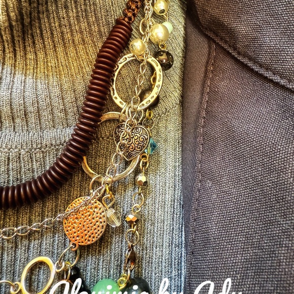 Alquimia Brown and Gold Multi-Layer Necklace - Picture 4 of 6